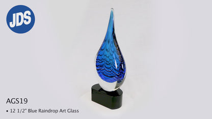 #KAGS19 - 12.5" Blue Raindrop Art Glass Award
