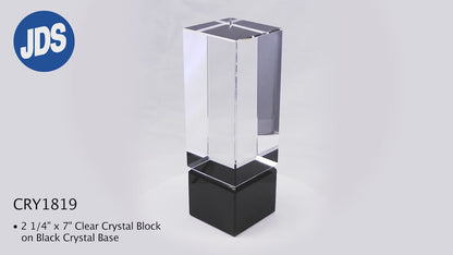 #JCRY1819 - 7" Crystal Block on Black Crystal Base