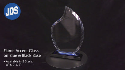 #JACG33BU - 9.5" Flame Accent Glass on Blue & Black Base